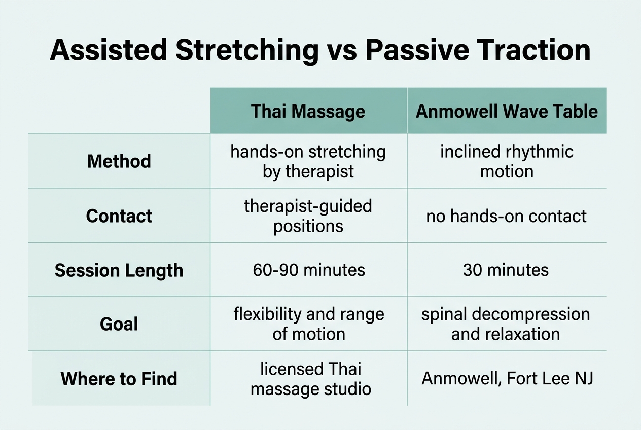 Infographic: Comparison titled Assisted Stretching vs Passive Traction