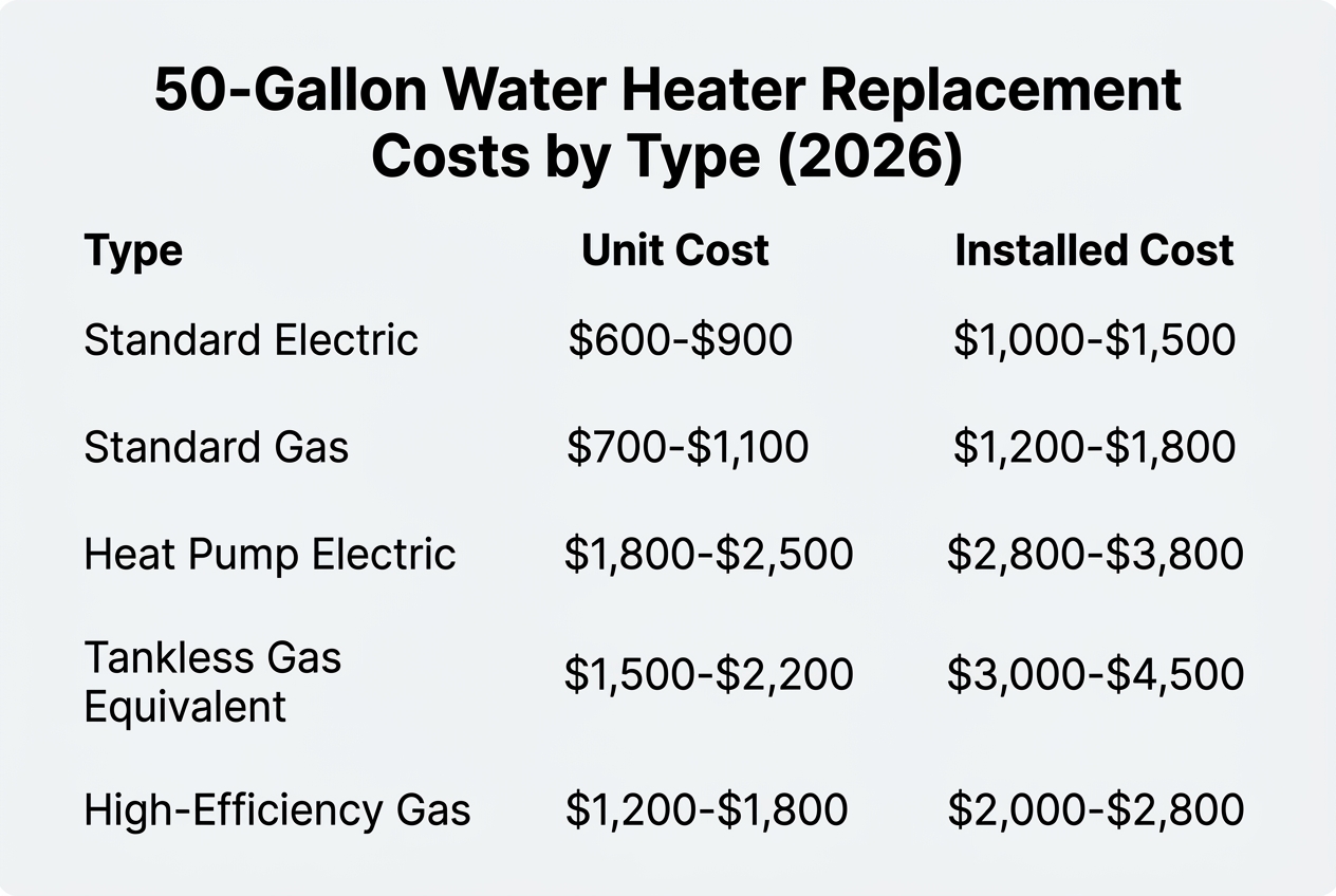 Water Heater Replacement Cost 50 Gallon: What to Expect in 2026 — water heater replacement cost 50 gallon