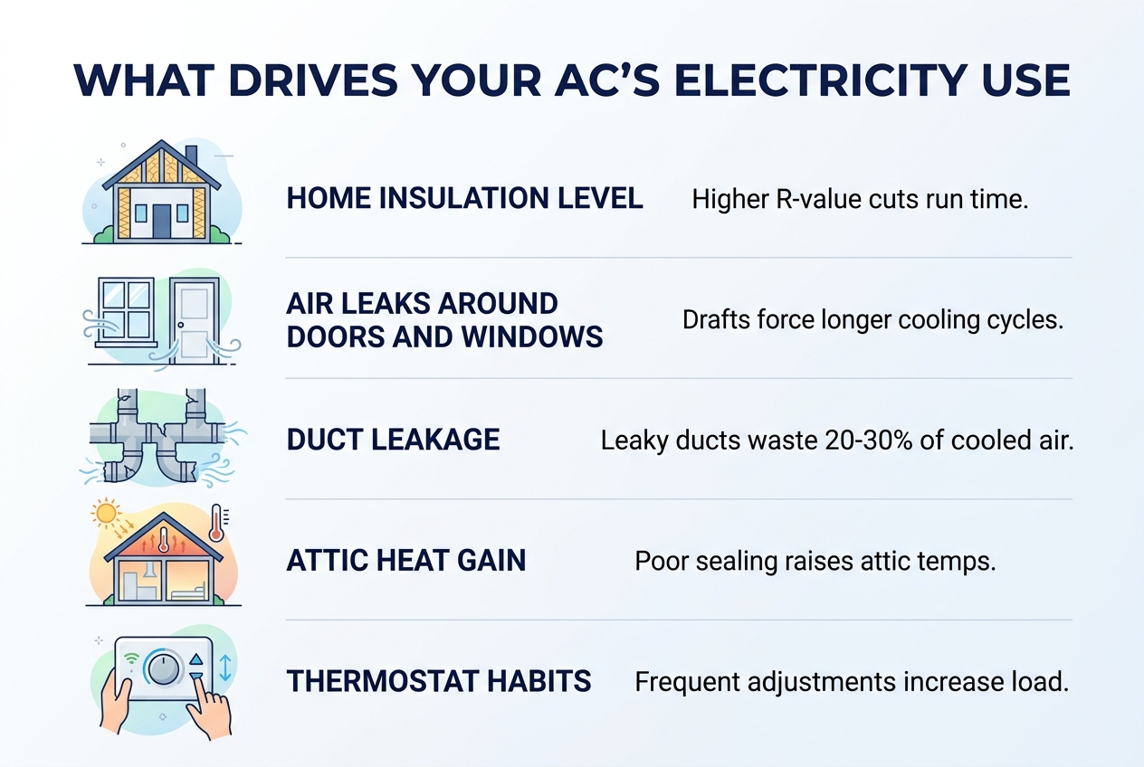 Infographic: Chart titled 'What Drives Your AC's Electricity Use'