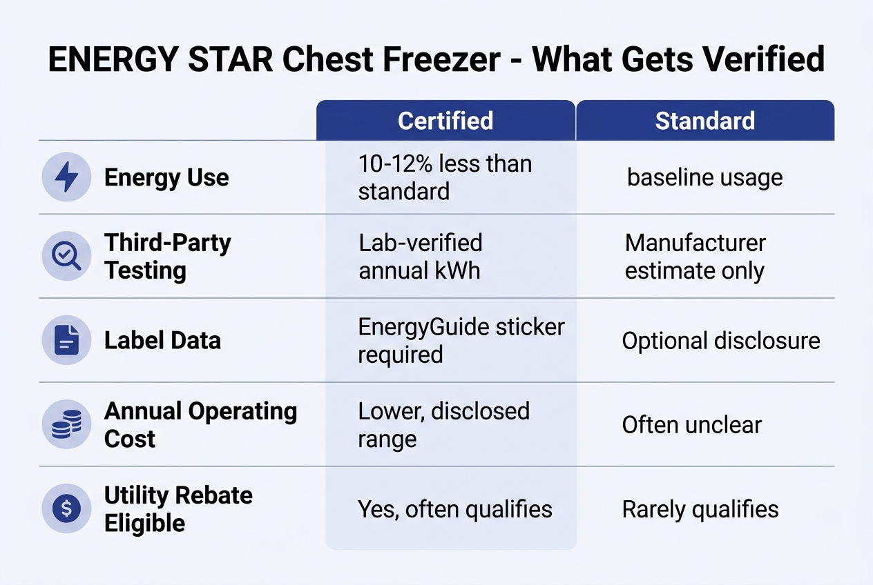 Infographic: Infographic titled: ENERGY STAR Chest Freezer - What Gets Verified