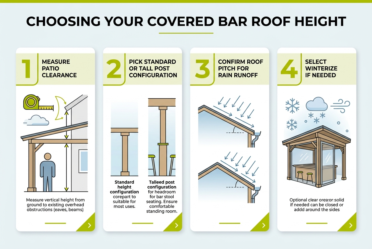 Infographic: Chart titled 'Choosing Your Covered Bar Roof Height'