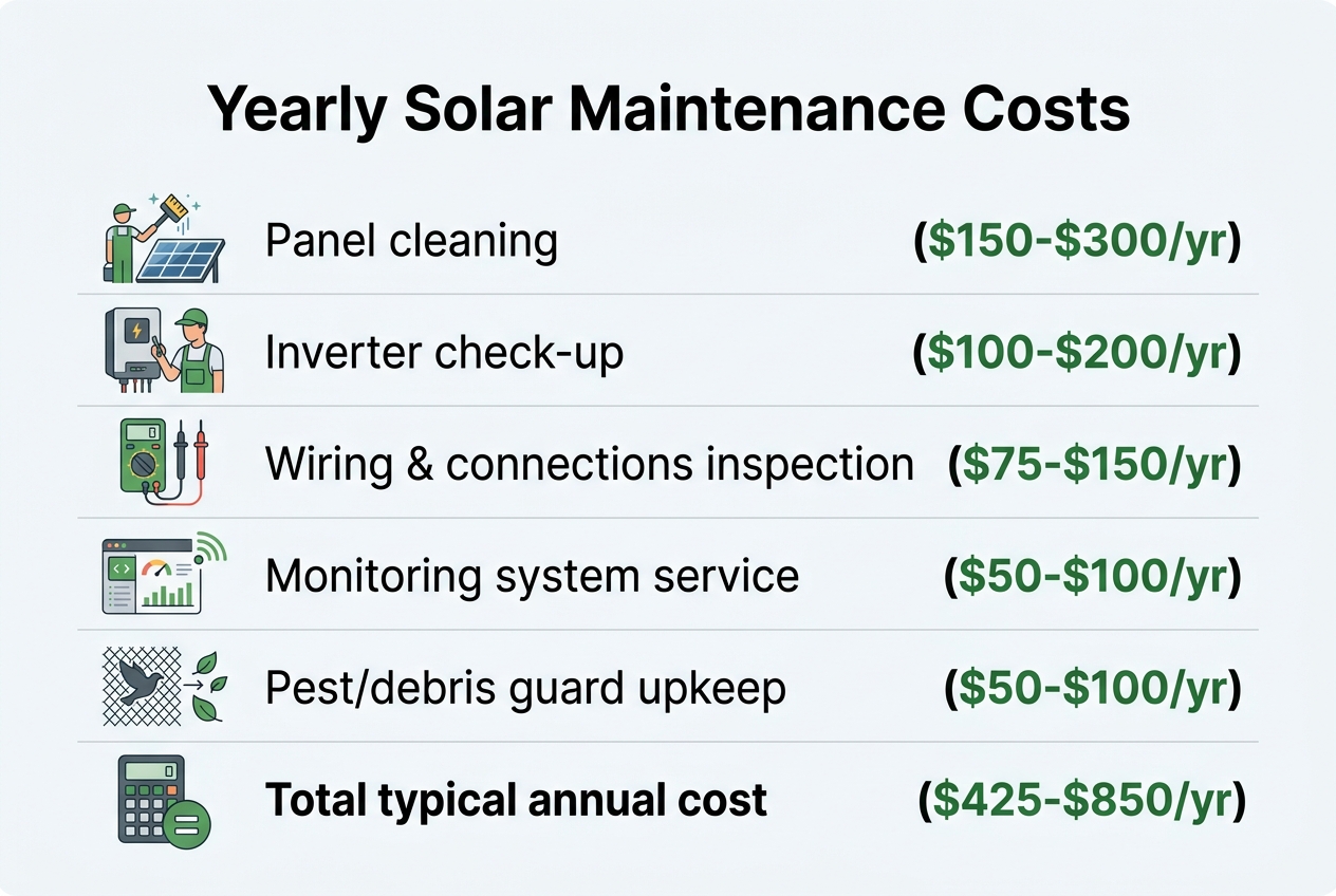 Infographic: Annual solar maintenance cost breakdown