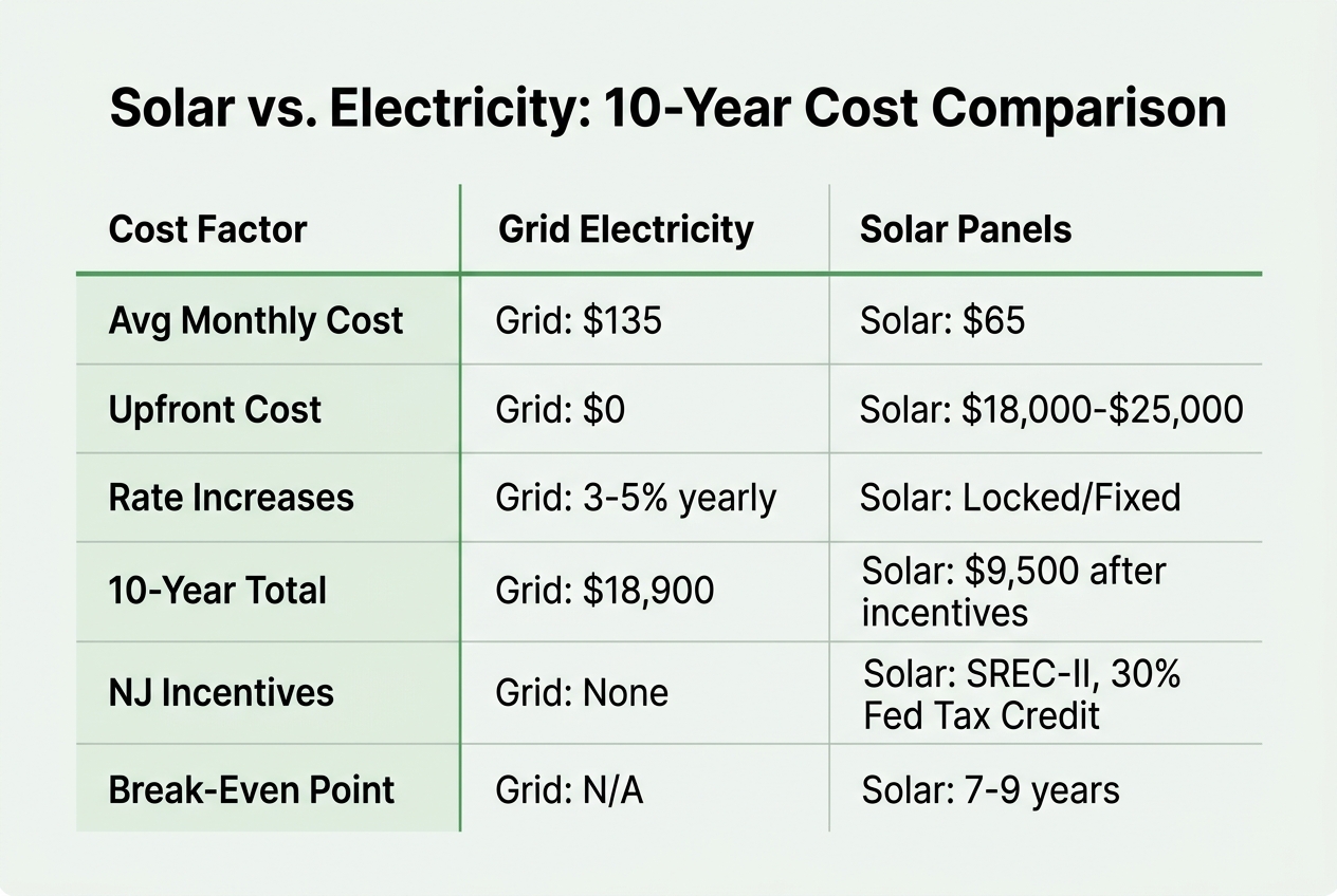 Infographic: Table titled 'Solar vs