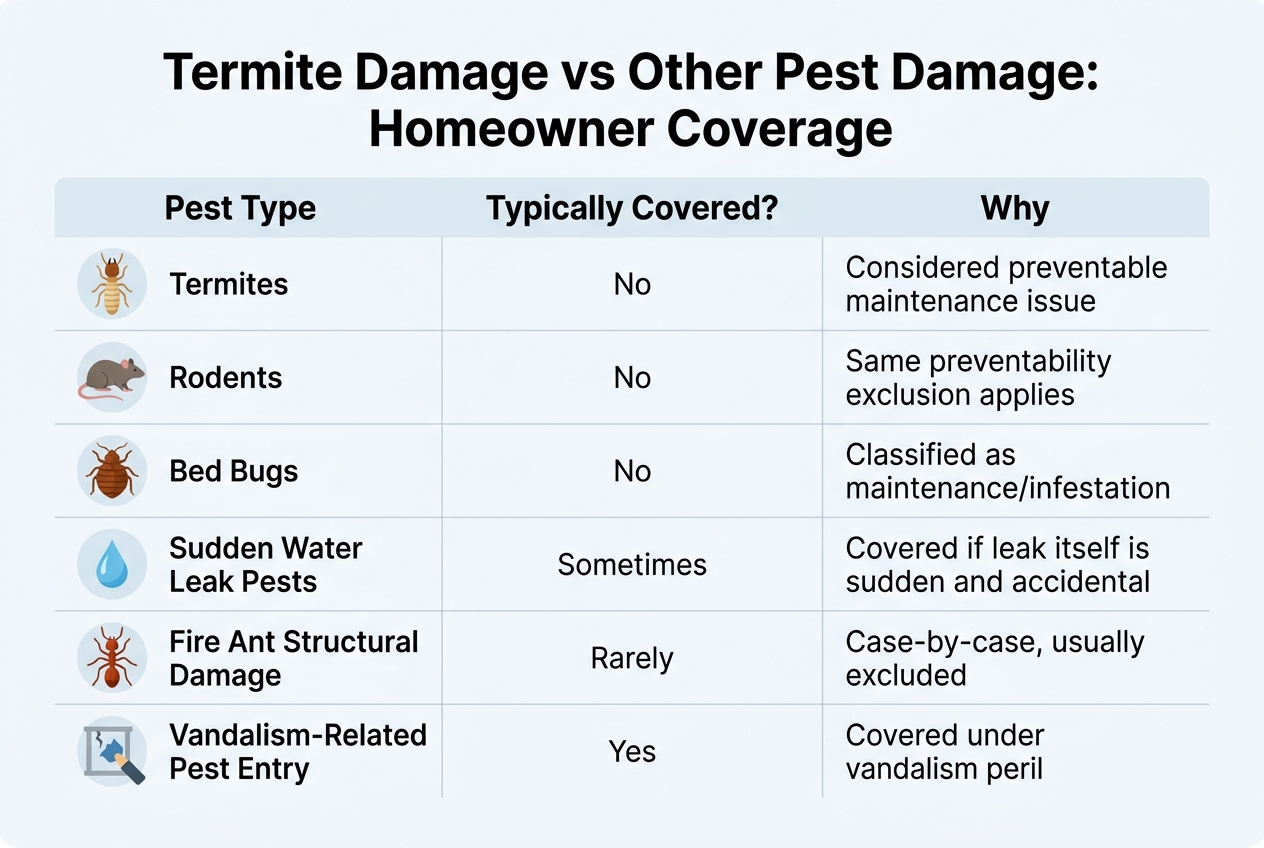 Why Termite Damage Falls Outside Standard Coverage — does homeowner insurance cover termite damage