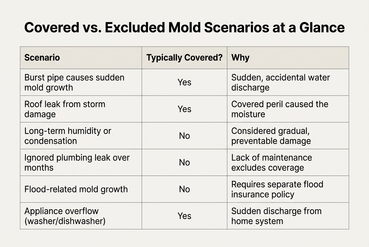 When Mold Damage Is Typically Covered — will home insurance cover mold