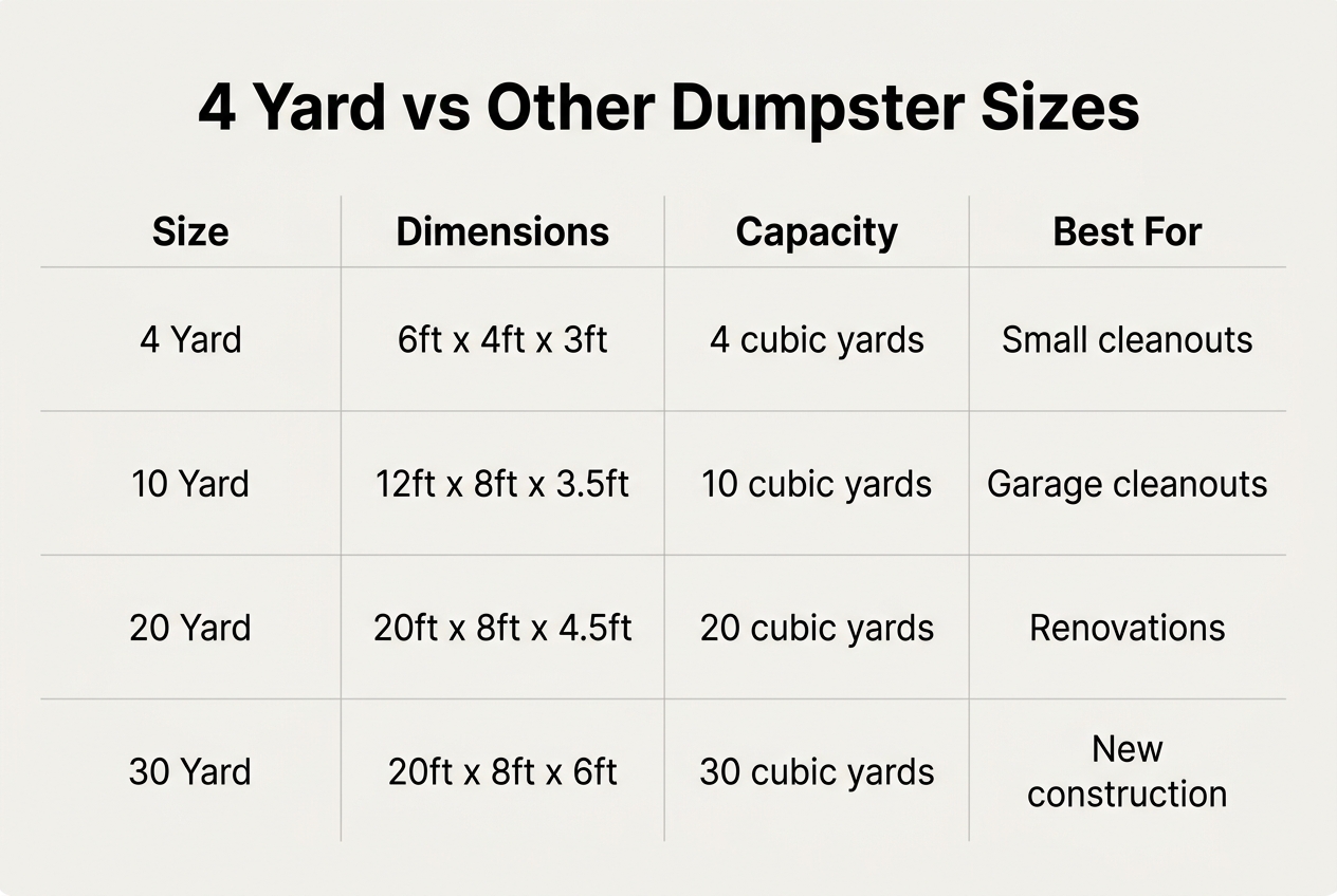 4 Yard Dumpster Dimensions and Capacity — 4 yard dumpster size