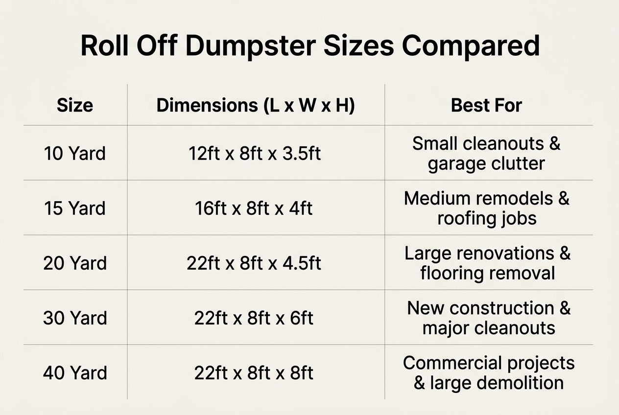 Roll Off Dumpster Dimensions Explained: Length, Width, and Height — roll off dumpster dimensions