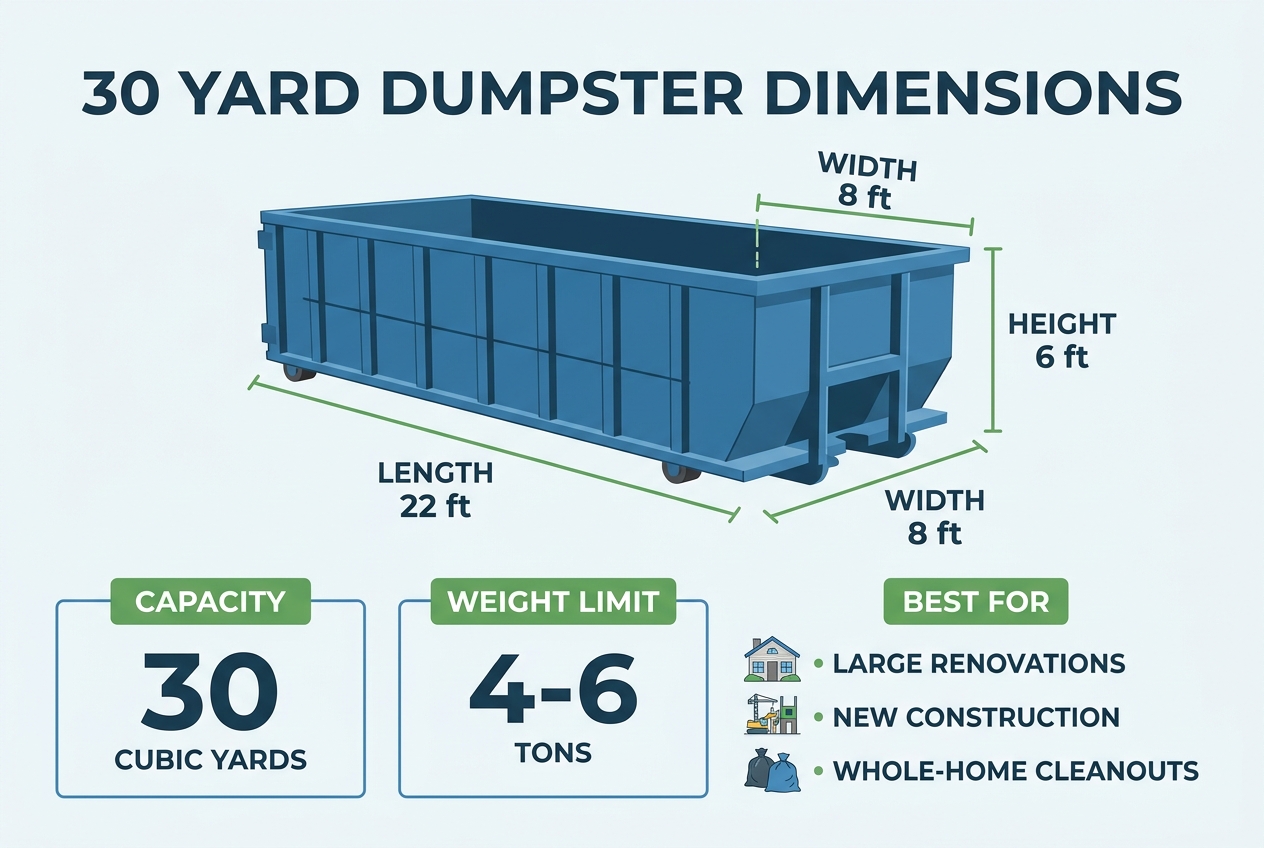 Understanding Dumpster Volume and Measurements — 30 yard dumpster dimensions
