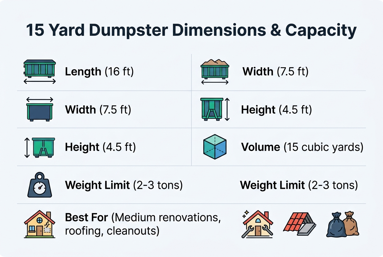 What Is a 15 Yard Roll-Off Dumpster — 15 yard dumpster dimensions