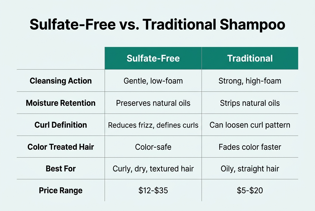 Infographic: Comparison table titled 'Sulfate-Free vs
