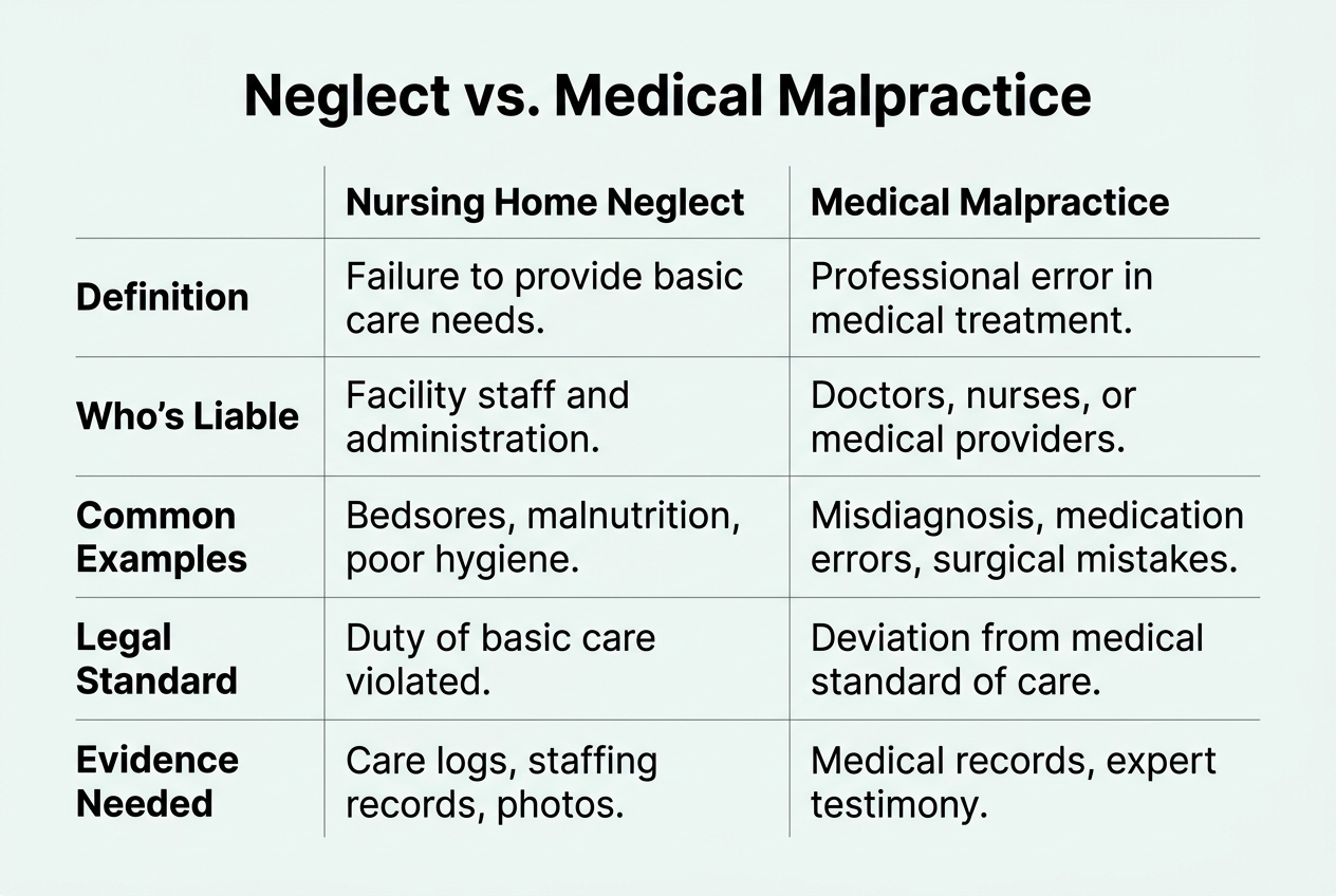 Infographic: Comparison chart titled 'Neglect vs